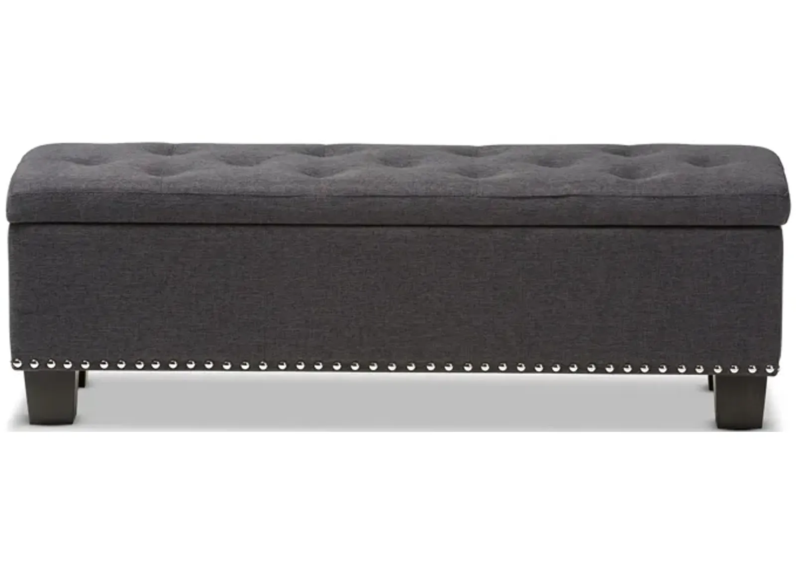 Baxton Studio Hannah Modern Dark Grey Fabric Upholstered Button Tufting Storage Ottoman Bench