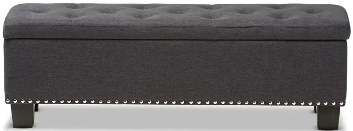 Baxton Studio Hannah Modern Dark Grey Fabric Upholstered Button Tufting Storage Ottoman Bench