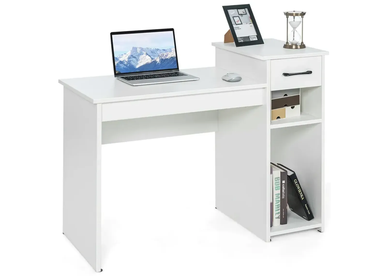 Computer Desk PC Laptop Table with Drawer and Shelf-White