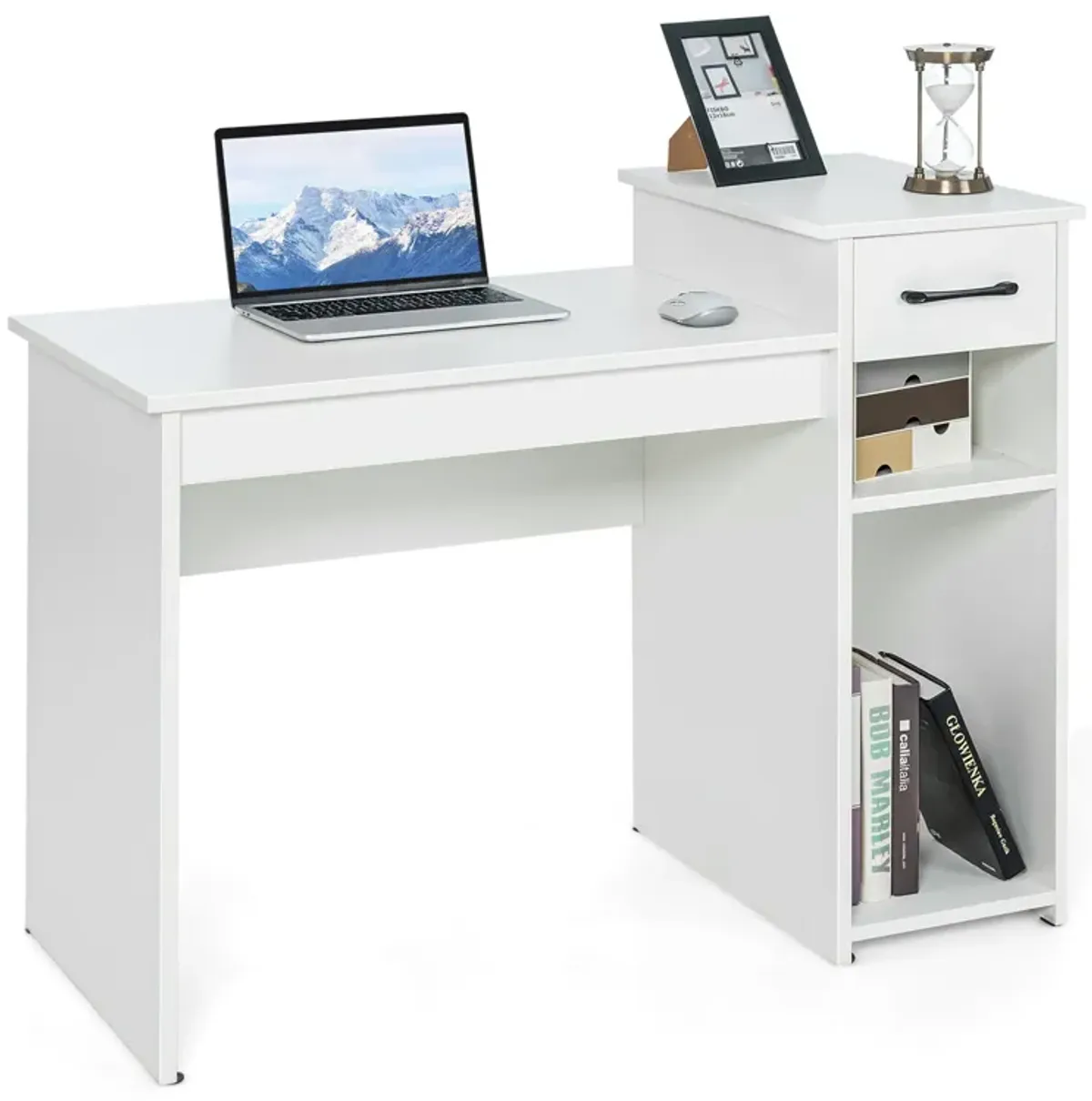 Computer Desk PC Laptop Table with Drawer and Shelf-White