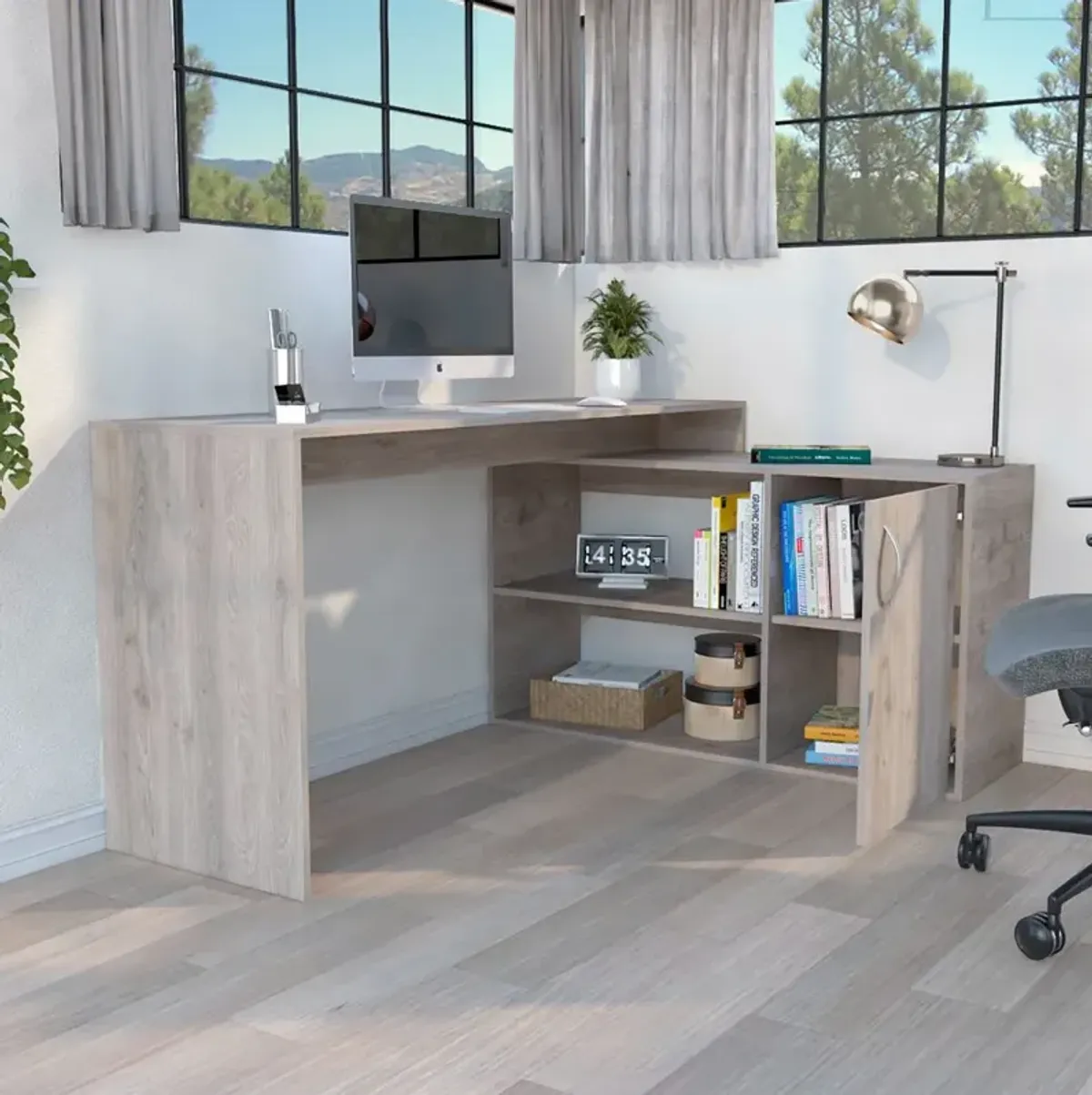 L-Shaped Desk Desti, Office, Light Gray