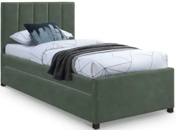 Meridian Furniture Hudson Green Vegan Leather Twin Trundle Bed