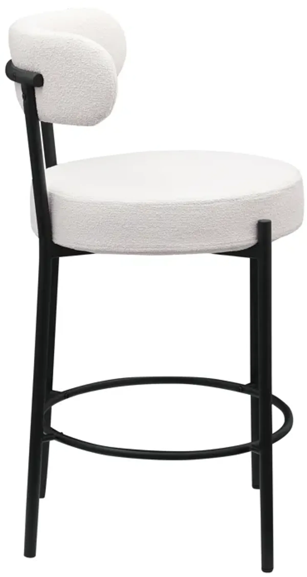 Modern Kitchen Counter Height Bar Stools with Bouclé Fabric Curved Back