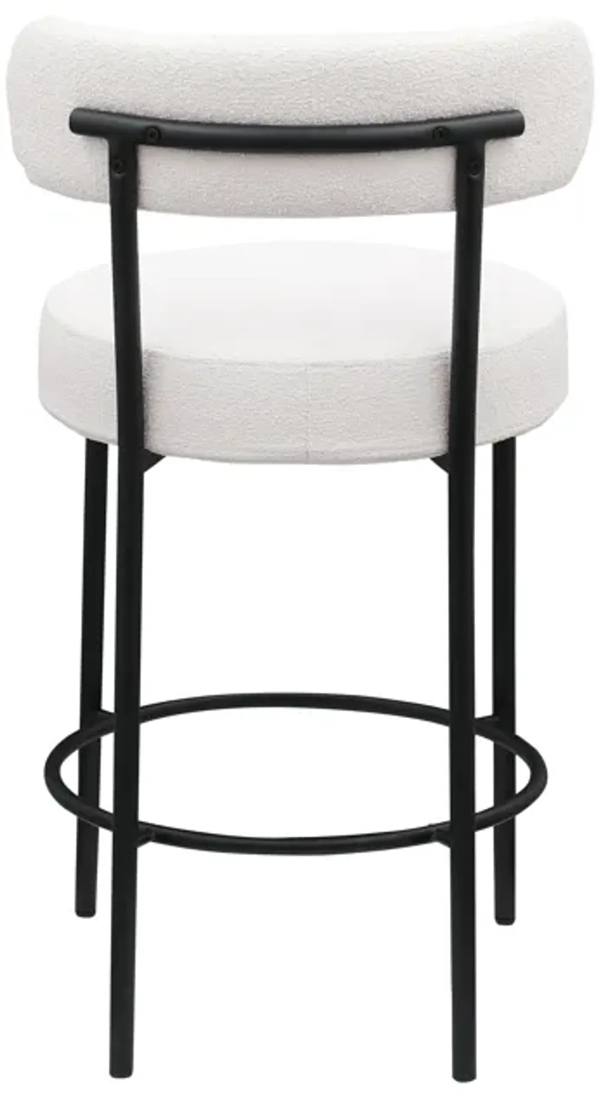 Modern Kitchen Counter Height Bar Stools with Bouclé Fabric Curved Back