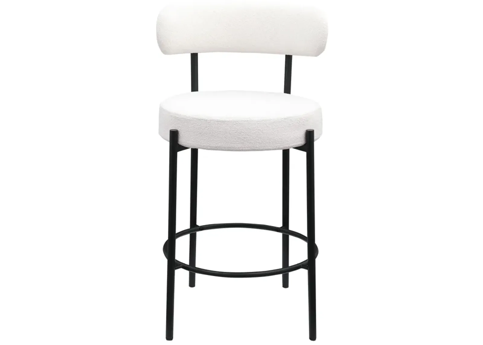 Modern Kitchen Counter Height Bar Stools with Bouclé Fabric Curved Back