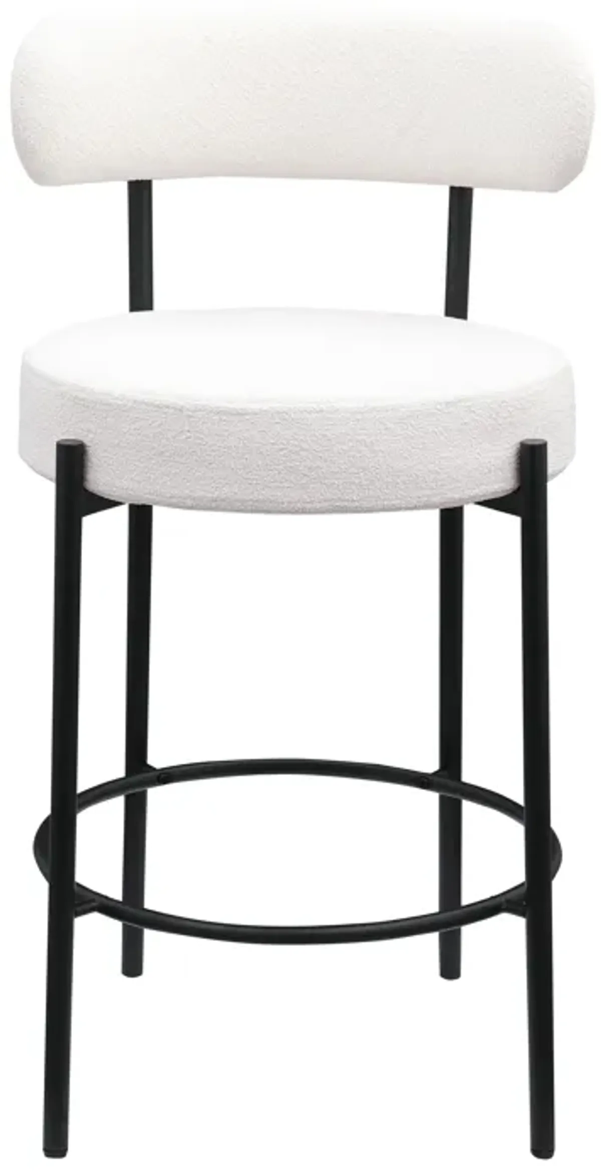 Modern Kitchen Counter Height Bar Stools with Bouclé Fabric Curved Back