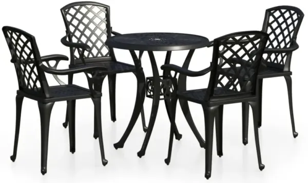 vidaXL 5 Piece Bistro Set Cast Aluminum Black