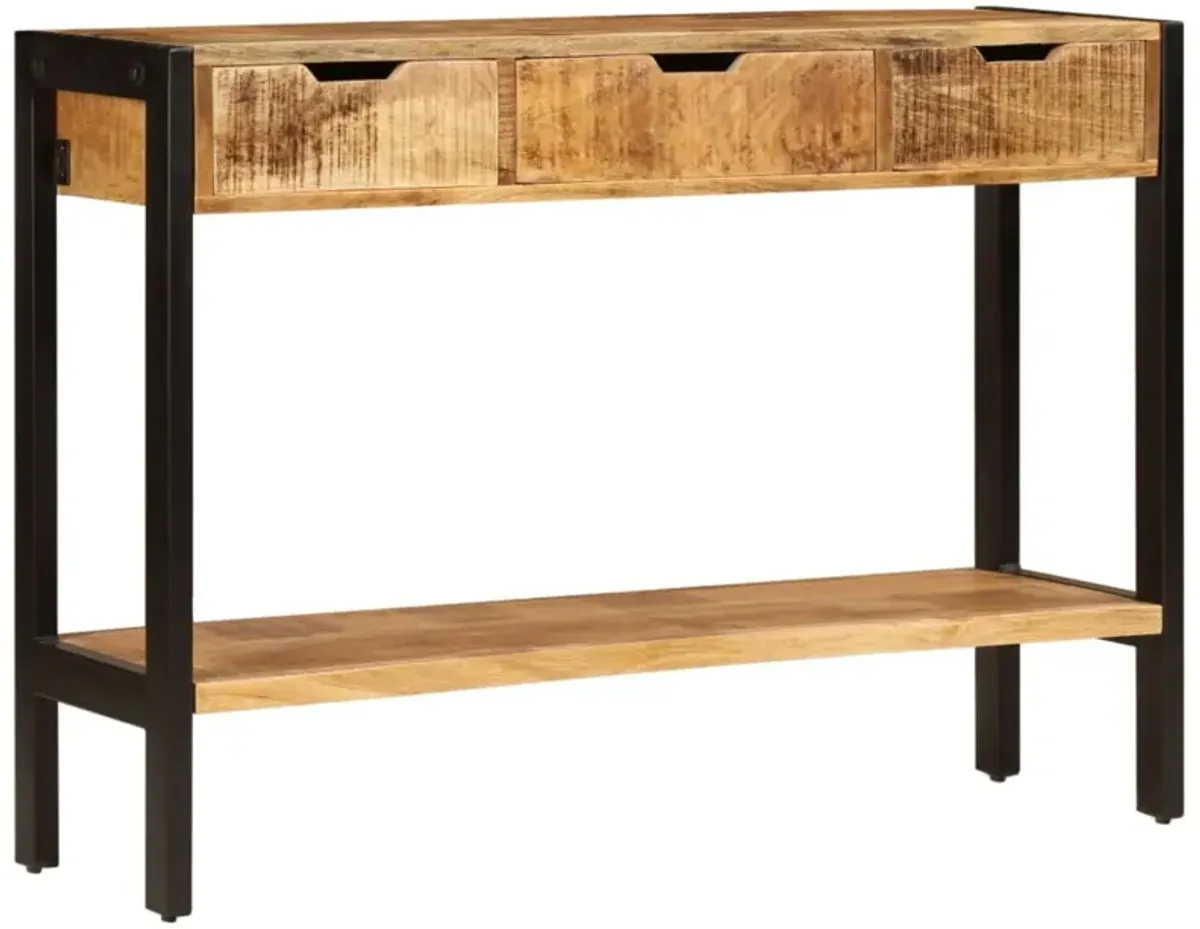 vidaXL Console with 3 Drawers 43.3"x13.8"x29.5" Solid Mango Wood