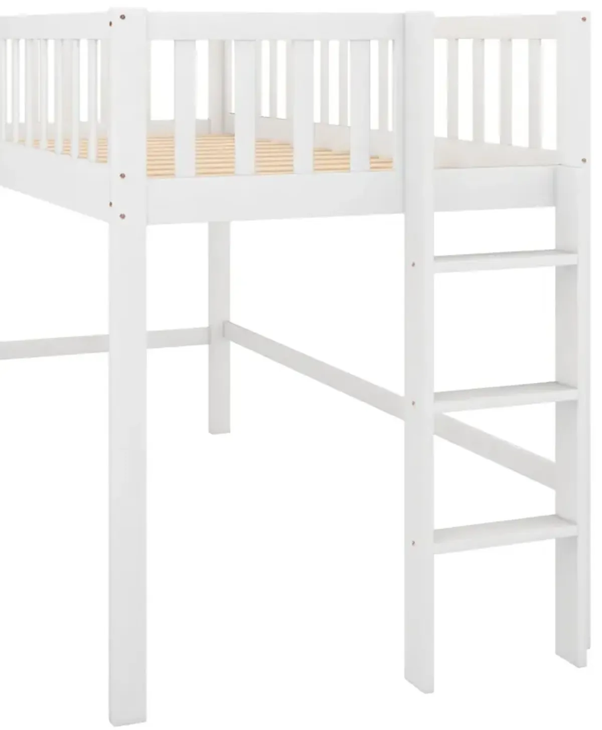 Twin Size Low Loft Bed with Ladder and Slide