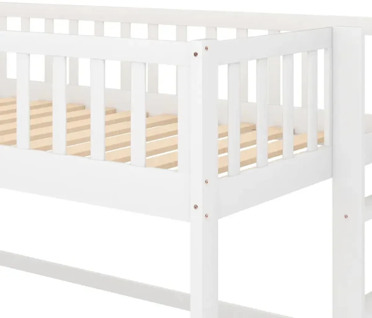 Twin Size Low Loft Bed with Ladder and Slide