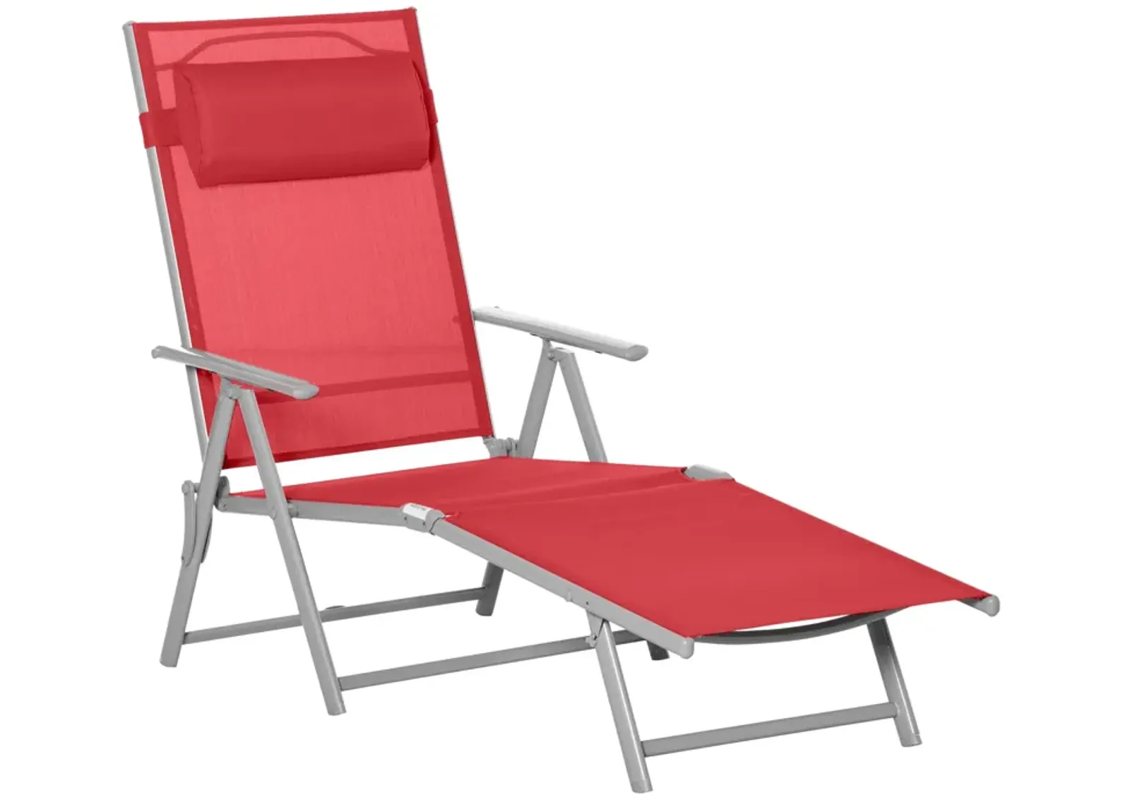 Red Outdoor Lounger: Folding Chaise with Adjustable Backrest