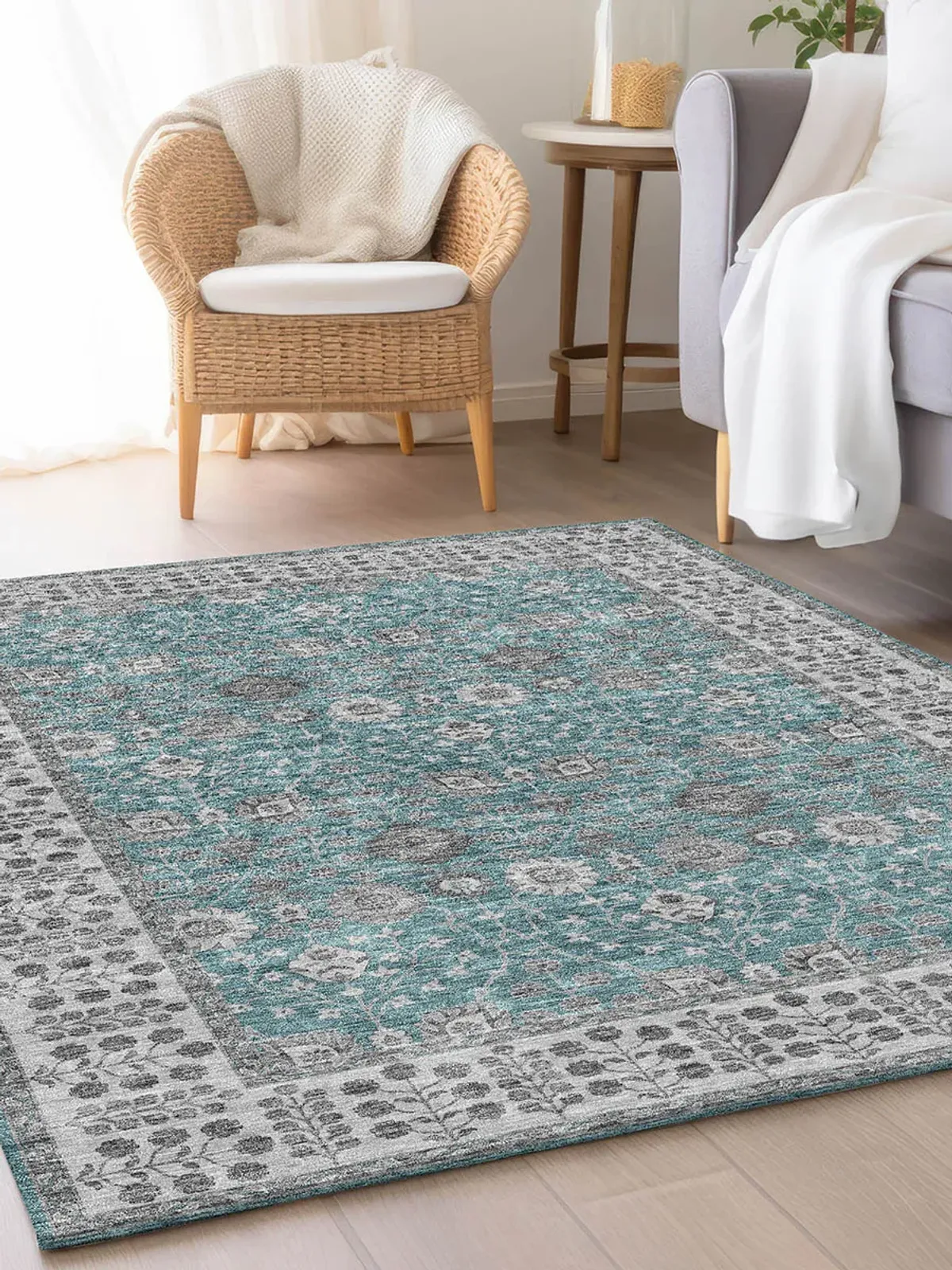 Hatay HY8 Teal 5' x 7'6" Rug