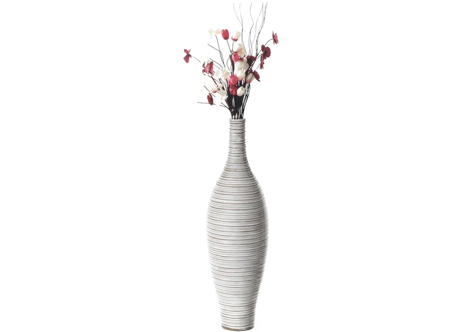 White Floor Vase, Ribbed Design, Modern Elegant Home Decoration, Tall Ceramic Vases, Contemporary Living Room Accent, Trendy Room Enhancement, Versatile Sculptural Look, Sophisticated Décor, 24 Inch