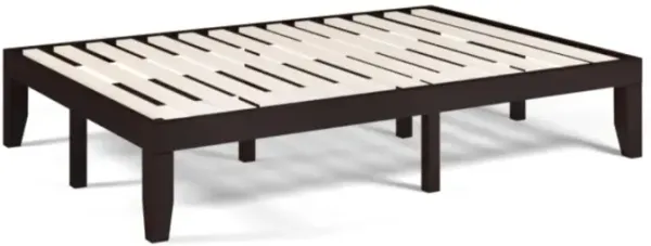 Hivvago 14 Inch Full Size Rubber Wood Platform Bed Frame with Wood Slat Support