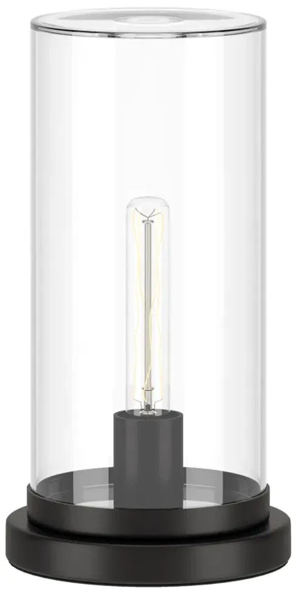 Hivvago 13" Black Metal Table Lamp With Clear Cylinder Shade