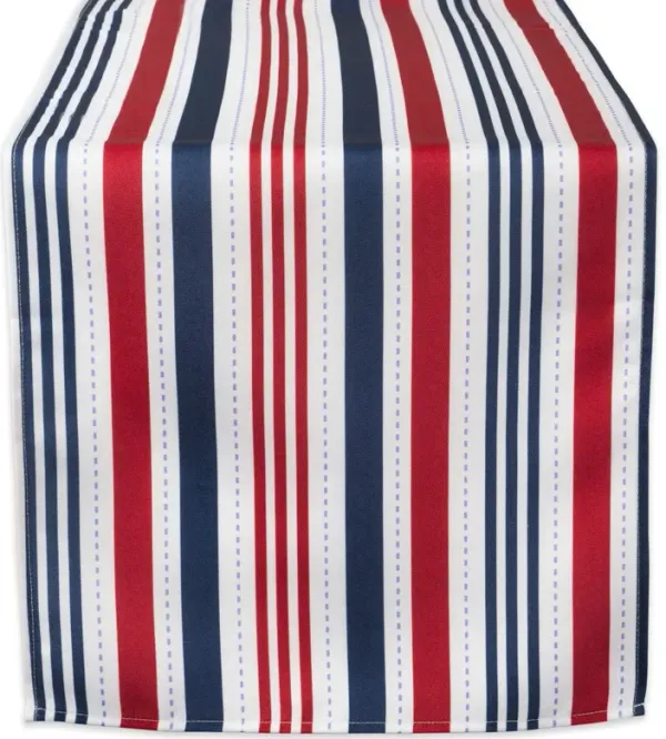 108" Red and Blue Patriotic Striped Rectangular Outdoor Table Runner