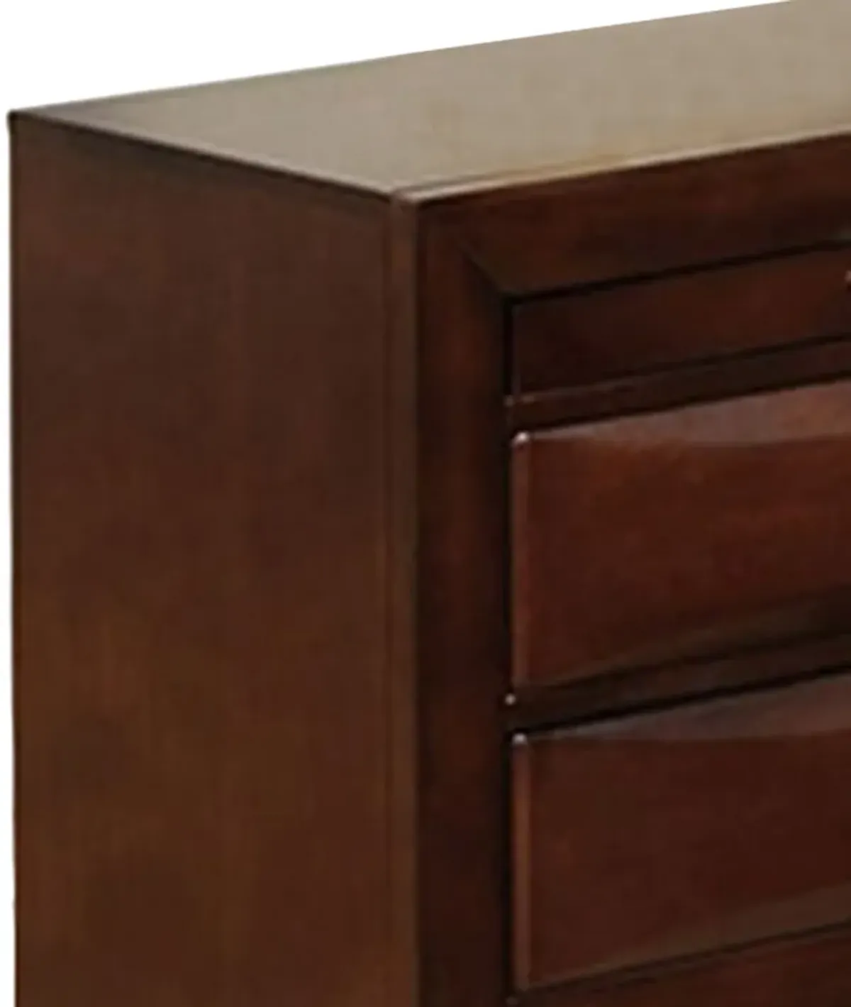 Simo Nightstand, Spacious Top, Nickel, 3 Drawers, Cherry Brown Solid Wood