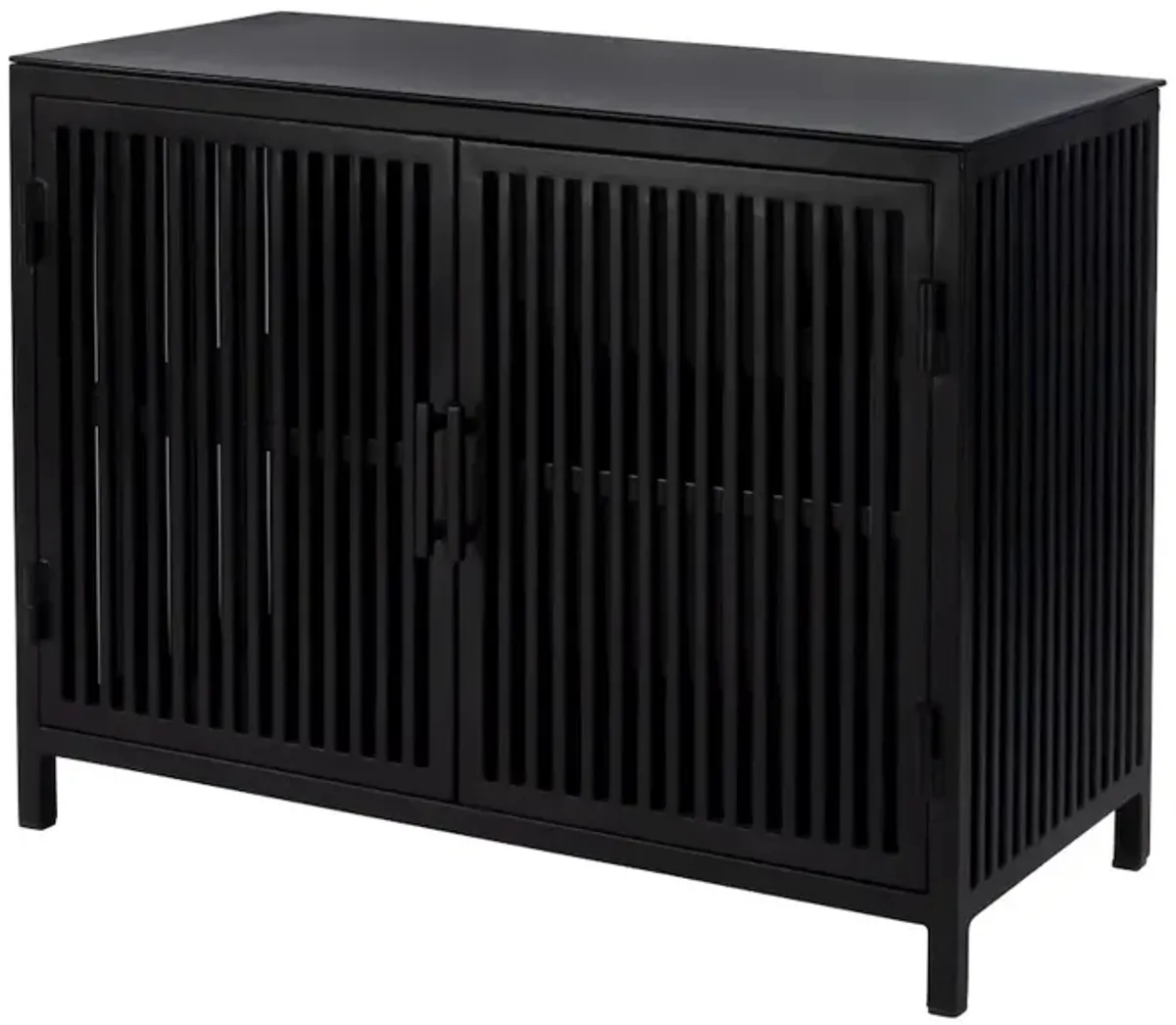 Butler Specialty 35.5 in. W Iron and Glass Accent Storage Chest with 1 Interior Shelf, Black