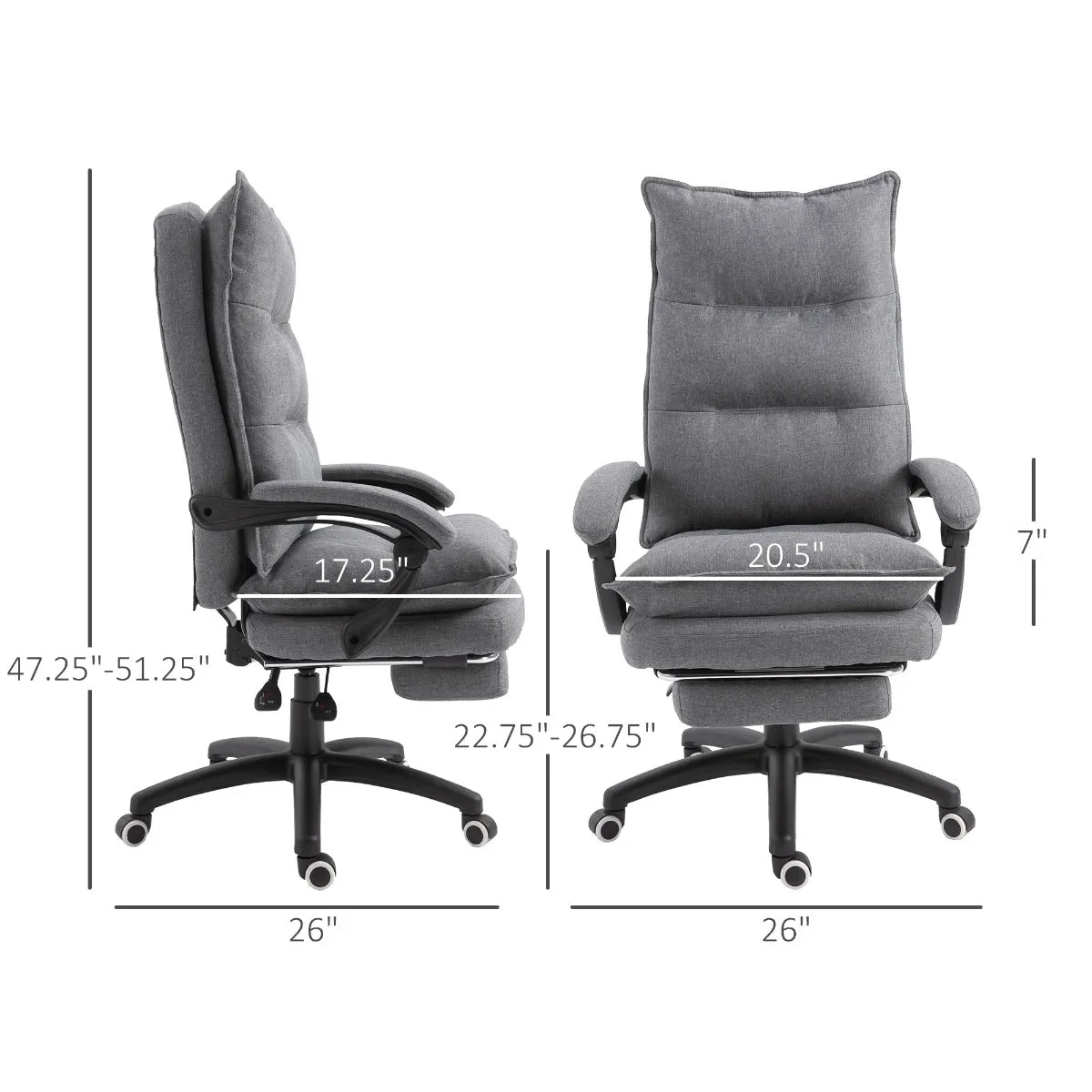 Gray Executive Comfort: 360 Swivel Office Chair with Retractable Footrest