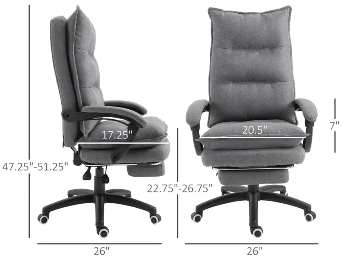 Gray Executive Comfort: 360 Swivel Office Chair with Retractable Footrest