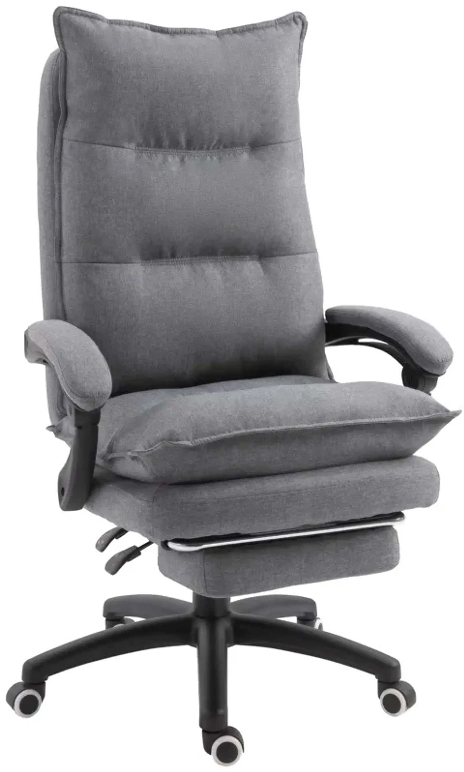 Gray Executive Comfort: 360 Swivel Office Chair with Retractable Footrest