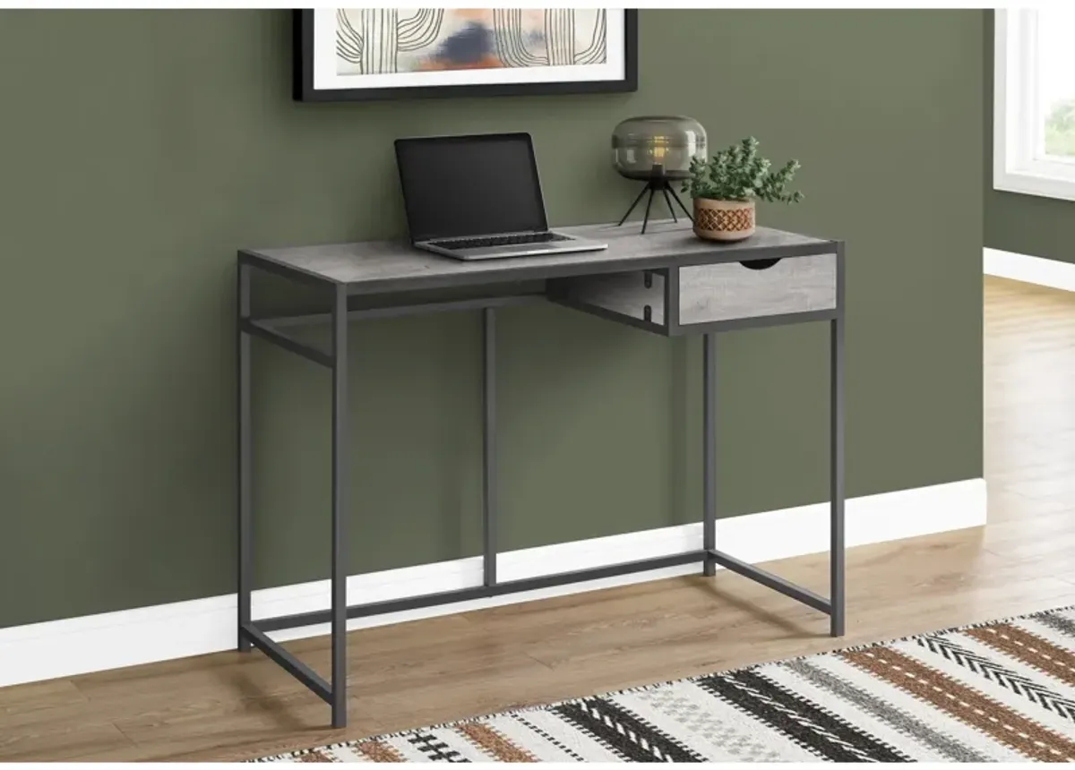 Monarch Specialties I 7217 Computer Desk, Home Office, Laptop, Storage Drawer, 42"L, Work, Metal, Laminate, Grey, Contemporary, Modern