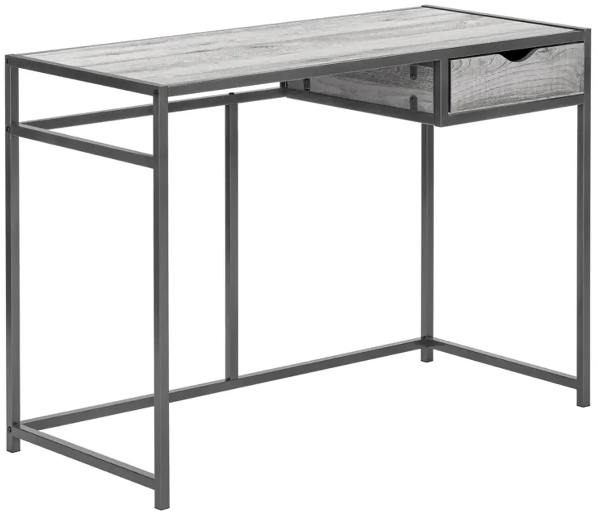 Monarch Specialties I 7217 Computer Desk, Home Office, Laptop, Storage Drawer, 42"L, Work, Metal, Laminate, Grey, Contemporary, Modern