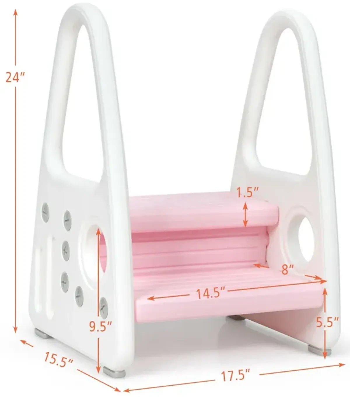 Kids Step Stool Learning Helper with Armrest for Kitchen Toilet Potty Training