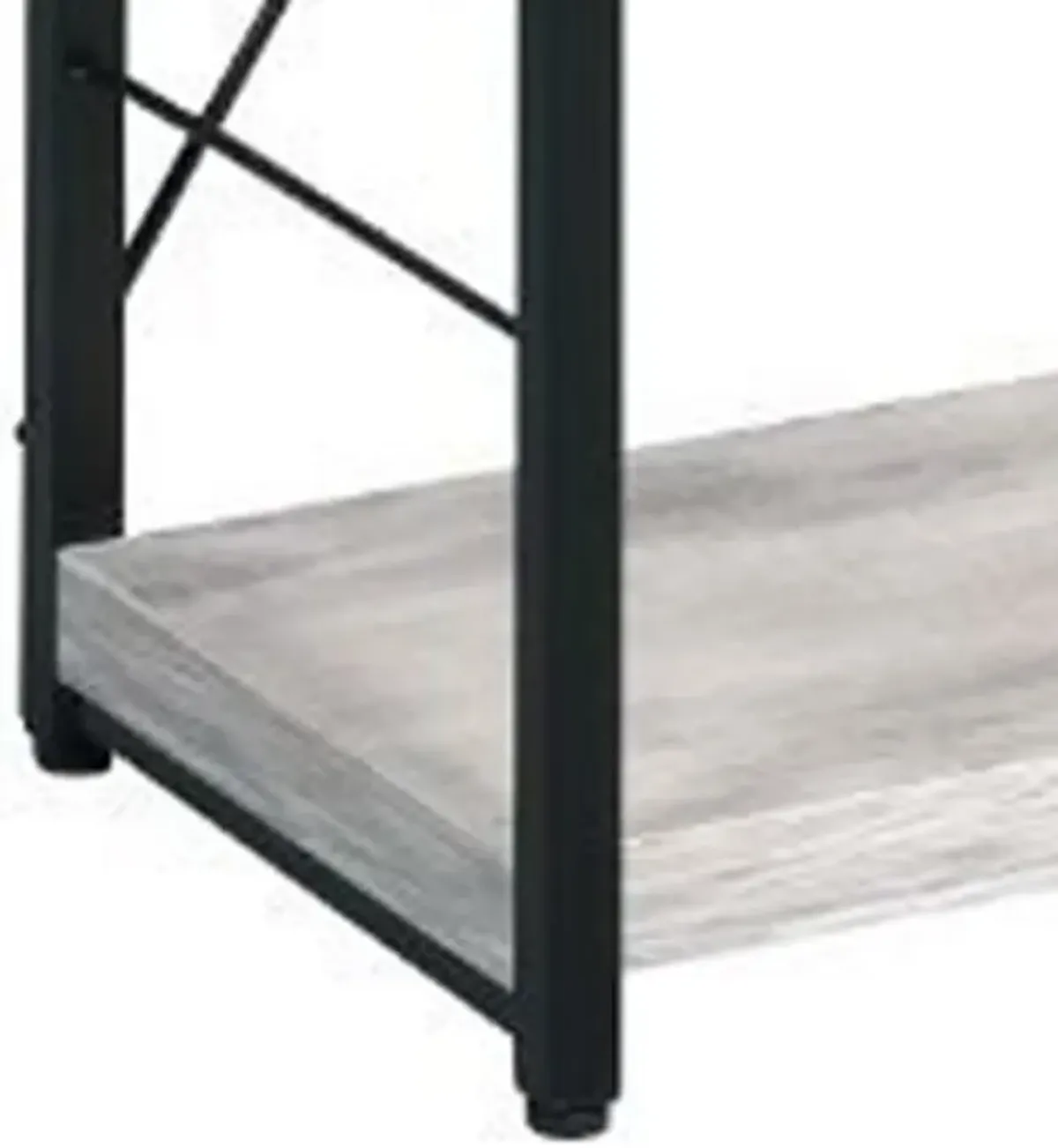 Industrial Bookshelf with 4 Shelves and Open Metal Frame, White and Black-Benzara