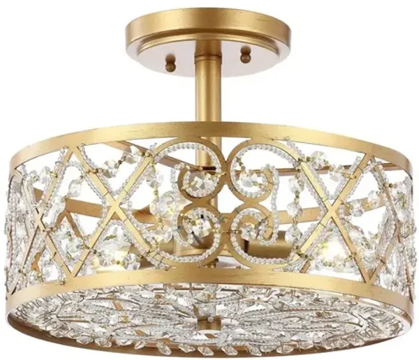Leila Iron/Crystal Modern Glam LED Flush Mount