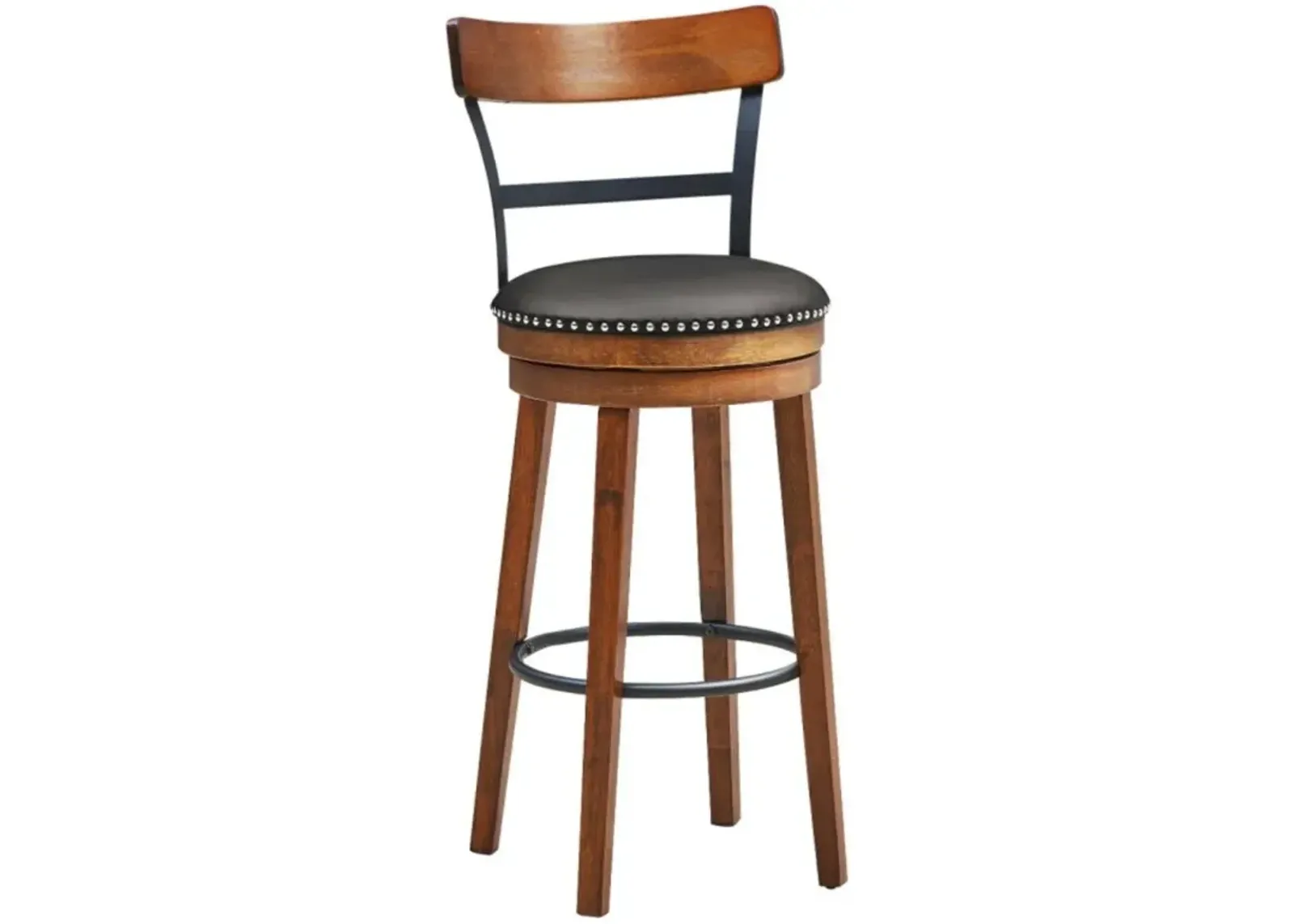 Hivvago 25.5 Inch/30.5 Inch 360-Degree Bar Swivel Stools with Leather Padded