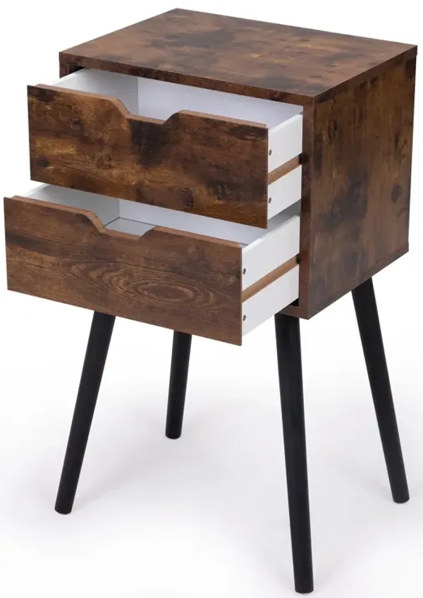 Streamdale 2-Drawer Nightstand in Rustic Brown