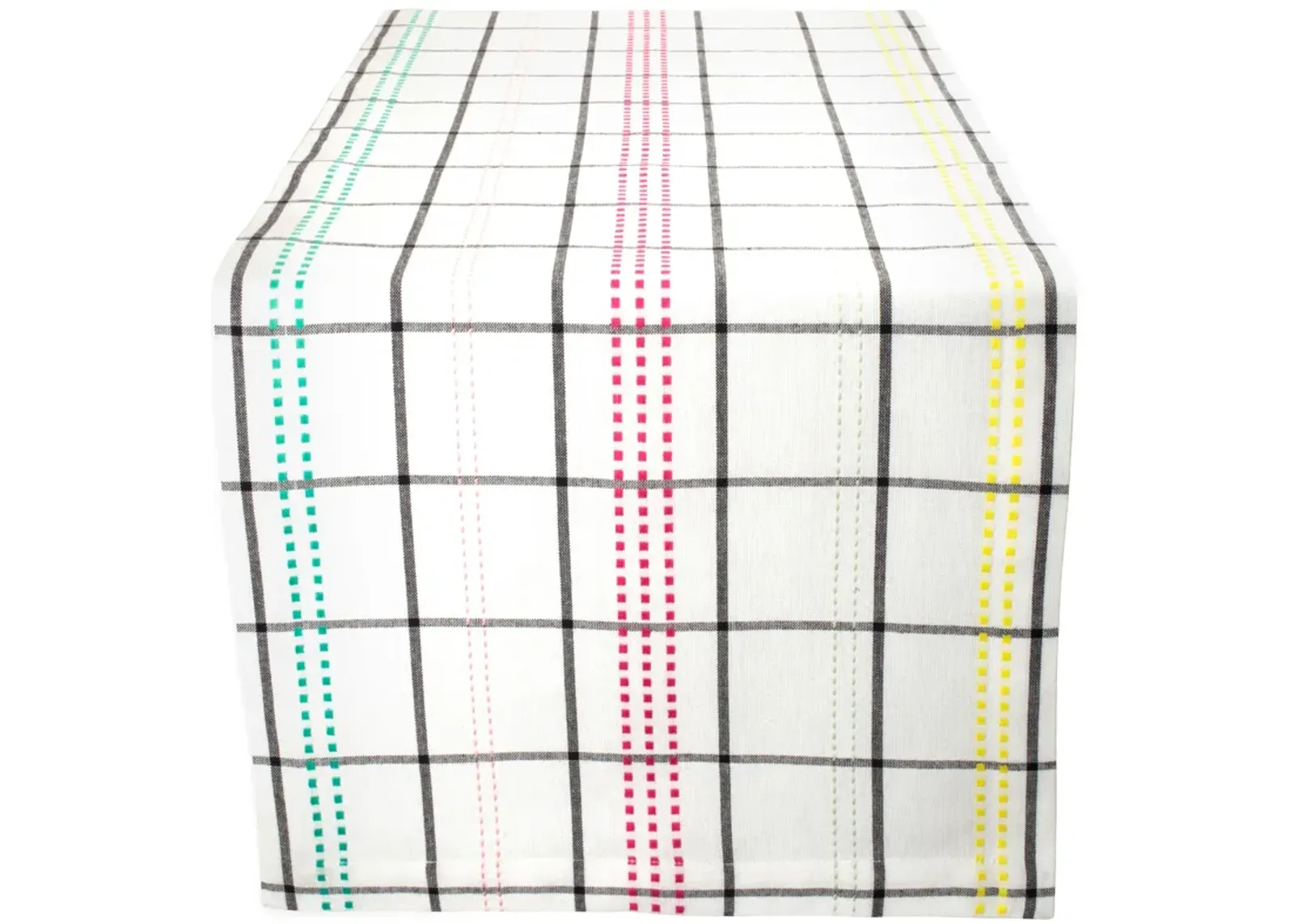 108" White and Black Plaid Rectangular Table Runner