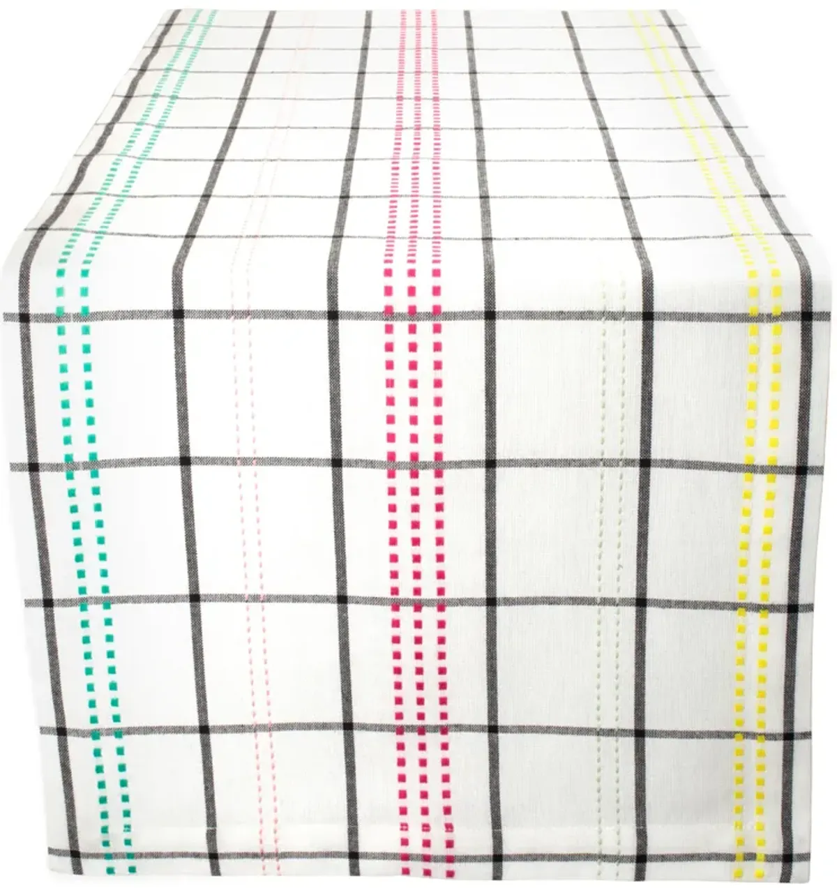 108" White and Black Plaid Rectangular Table Runner