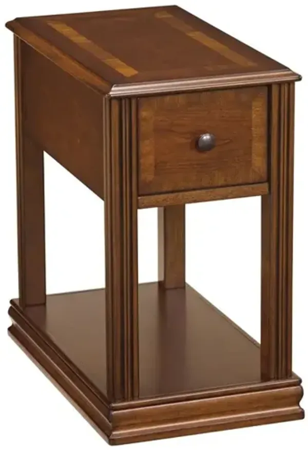 Chair Side End Table with 1 Drawer and Open Bottom Shelf, Brown-Benzara