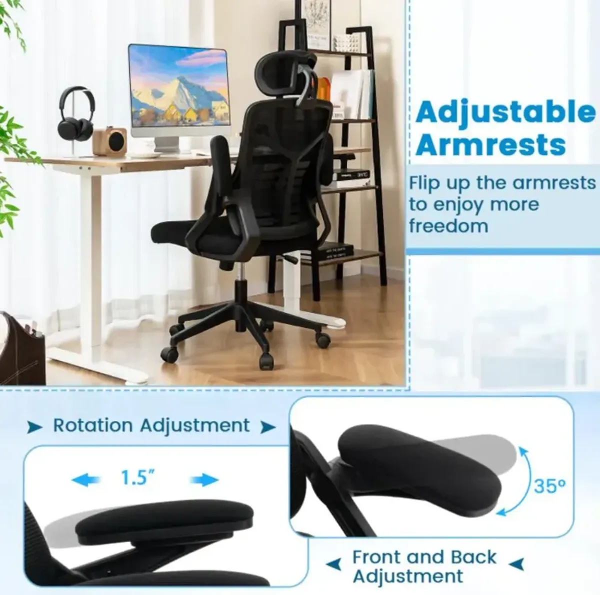 Hivvago Ergonomic Mesh Office Chair with Lumbar Support and Rocking Function-Black