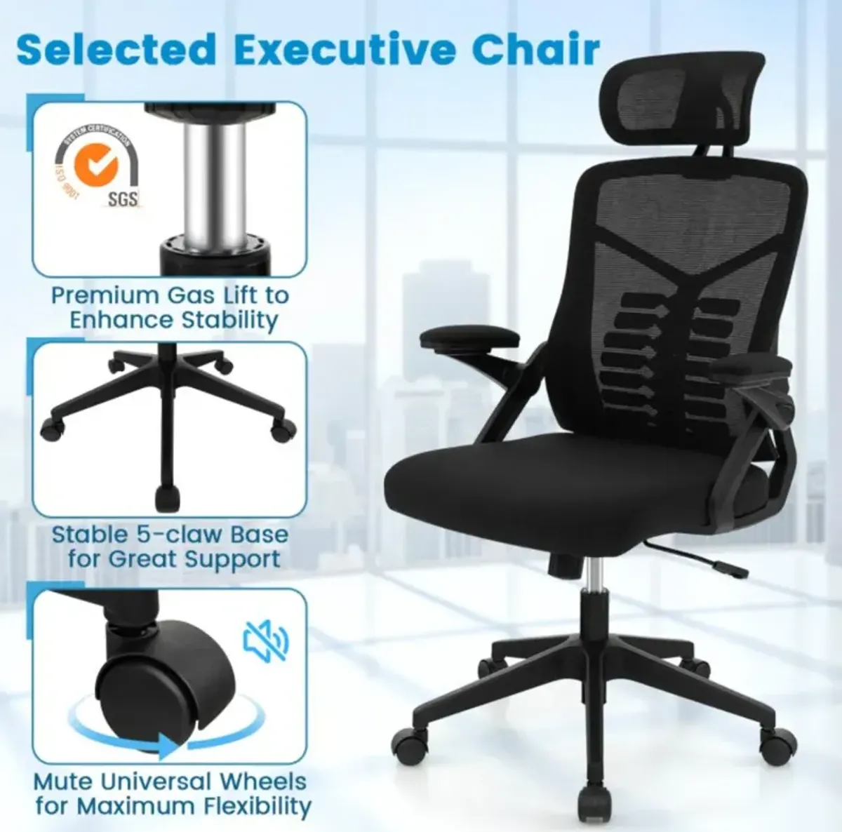 Hivvago Ergonomic Mesh Office Chair with Lumbar Support and Rocking Function-Black