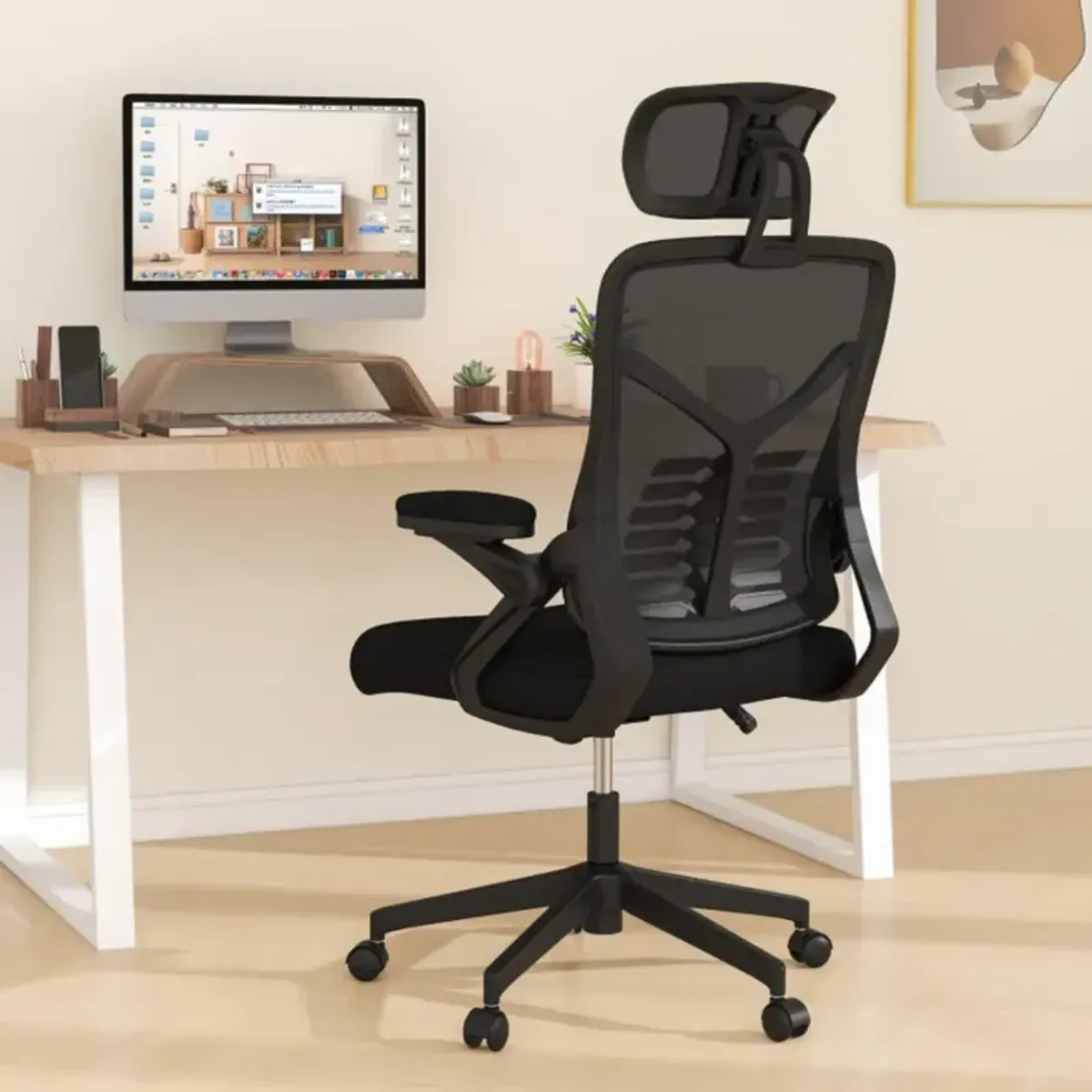 Hivvago Ergonomic Mesh Office Chair with Lumbar Support and Rocking Function-Black