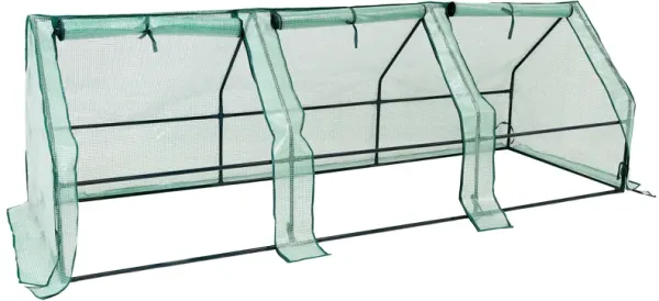Sunnydaze Iron Plastic Cover Seed Cloche Zippered Mini Greenhouse - Green