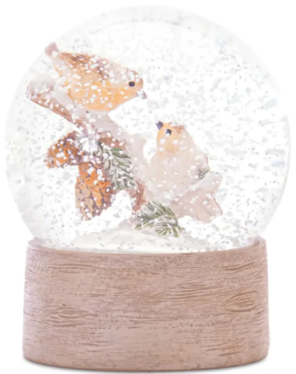 Snow Globe with Cardinal or Bird on Tree Branch – Light-Up Holiday Decoration for Mantel, Shelf, or Centerpiece