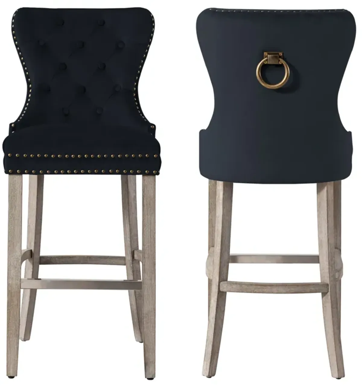 WestinTrends 29" Tufted Velvet Bar Stool (Set of 2)