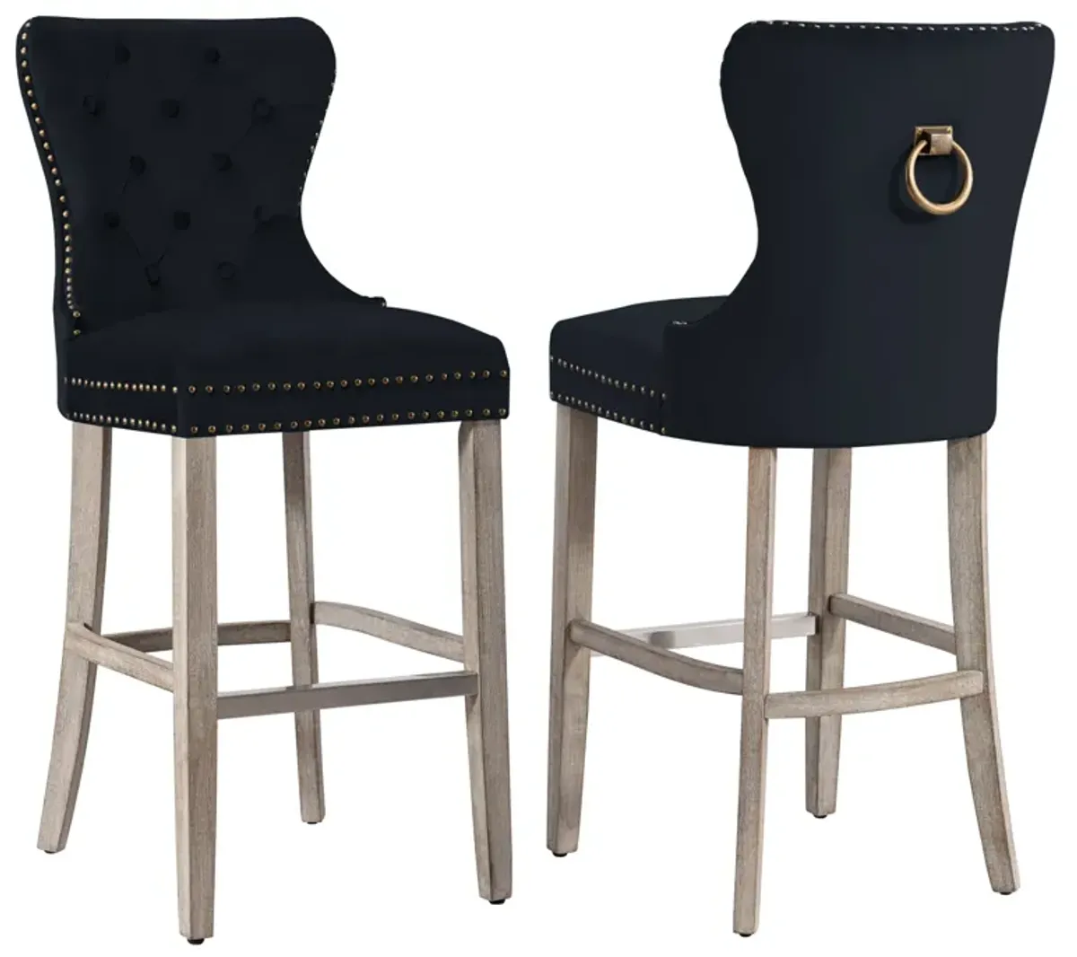 WestinTrends 29" Tufted Velvet Bar Stool (Set of 2)