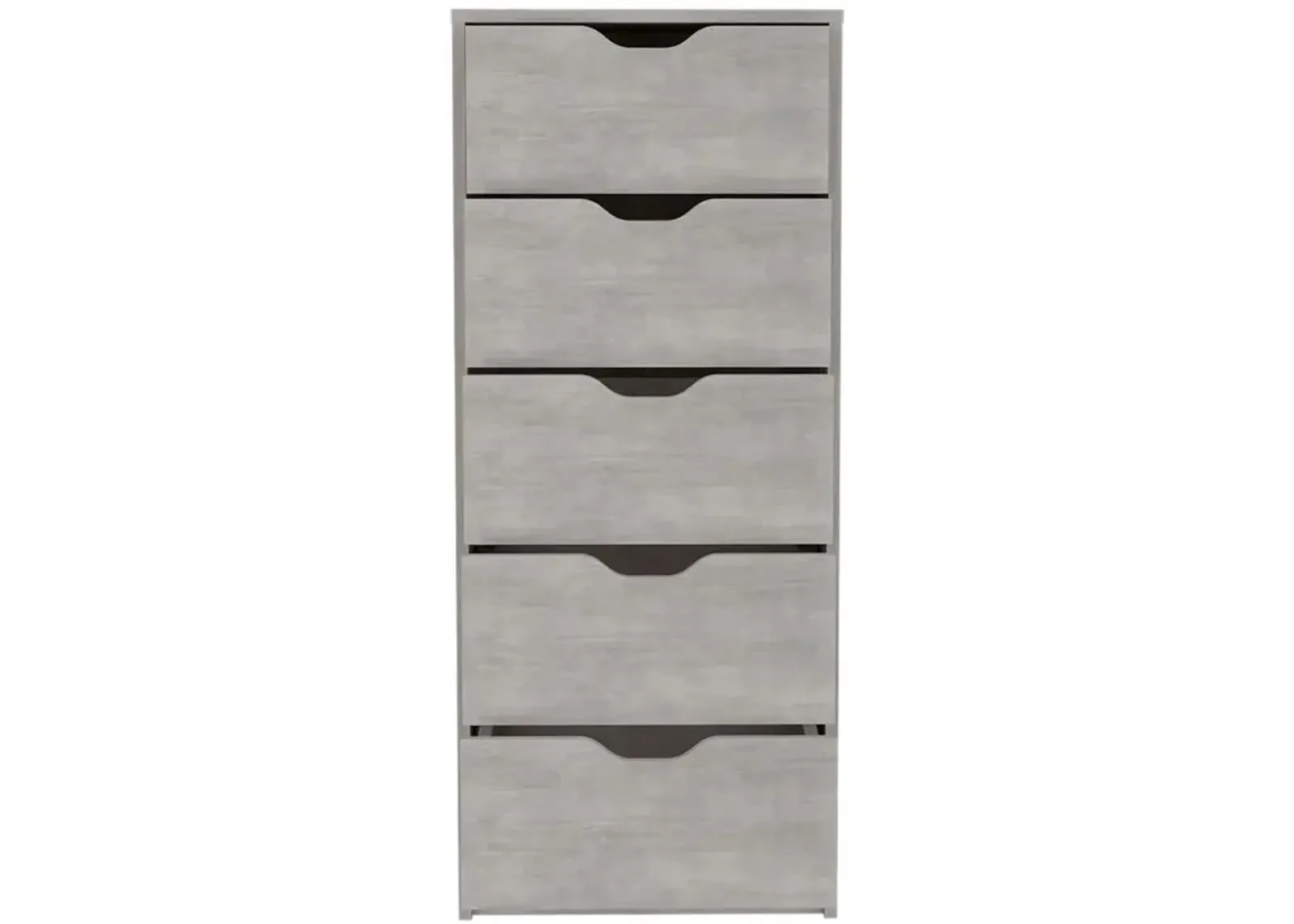 5 Drawers Narrow Dresser, Slim Storage Chest of Drawers, Concrete Gray -Bedroom