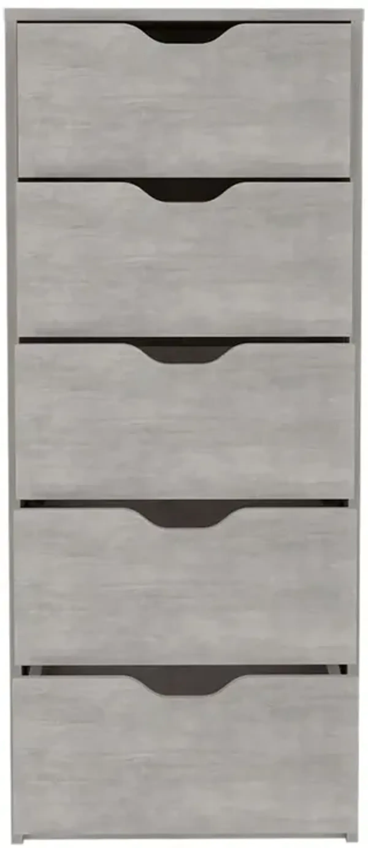 5 Drawers Narrow Dresser, Slim Storage Chest of Drawers, Concrete Gray -Bedroom