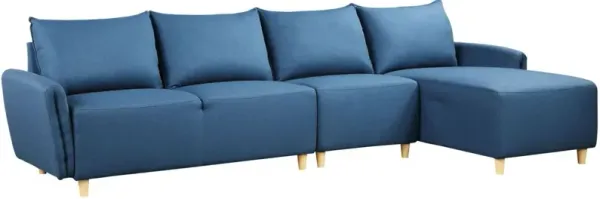 Reversible Sectional Sofa Blue Fabric Comfortable and Stylish