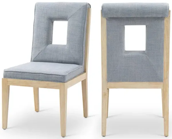 Meridian Furniture Gwendolyn Light Blue Linen Textured Fabric Dining Side Chair, Set of 2