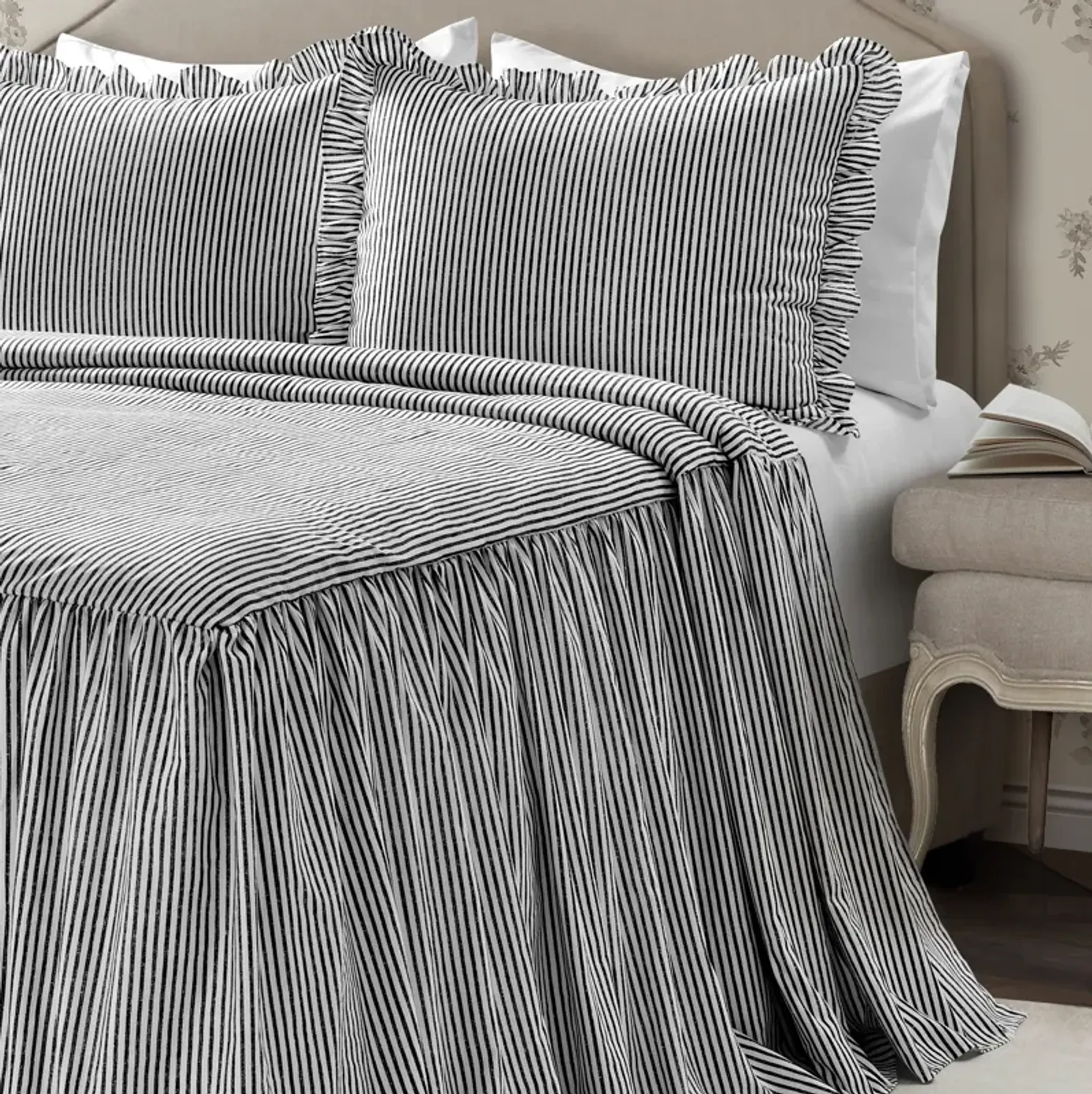 Ticking Stripe Bedspread 3Pc Set