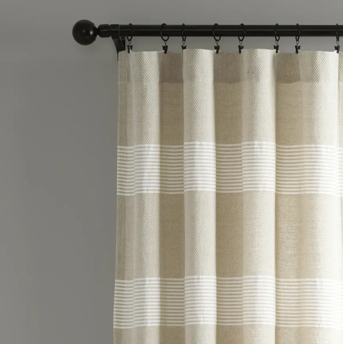 Tucker Stripe Yarn Dyed Cotton Knotted Tassel Window Curtain Panels