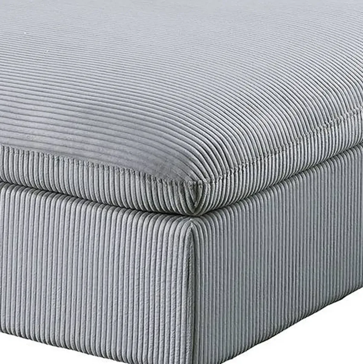 Joana Cocktail Ottoman, Light Gray Corduroy, Modular Square 39 Inch - Benzara