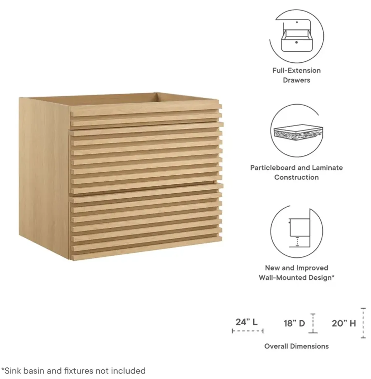 Render 24" Wall-Mount Bathroom Vanity Cabinet